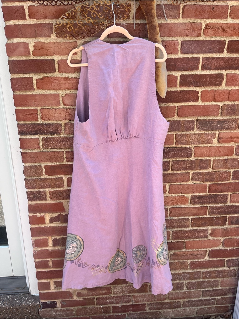 Blue Fish Hand Painted Linen Dress - Picture 5 of 6